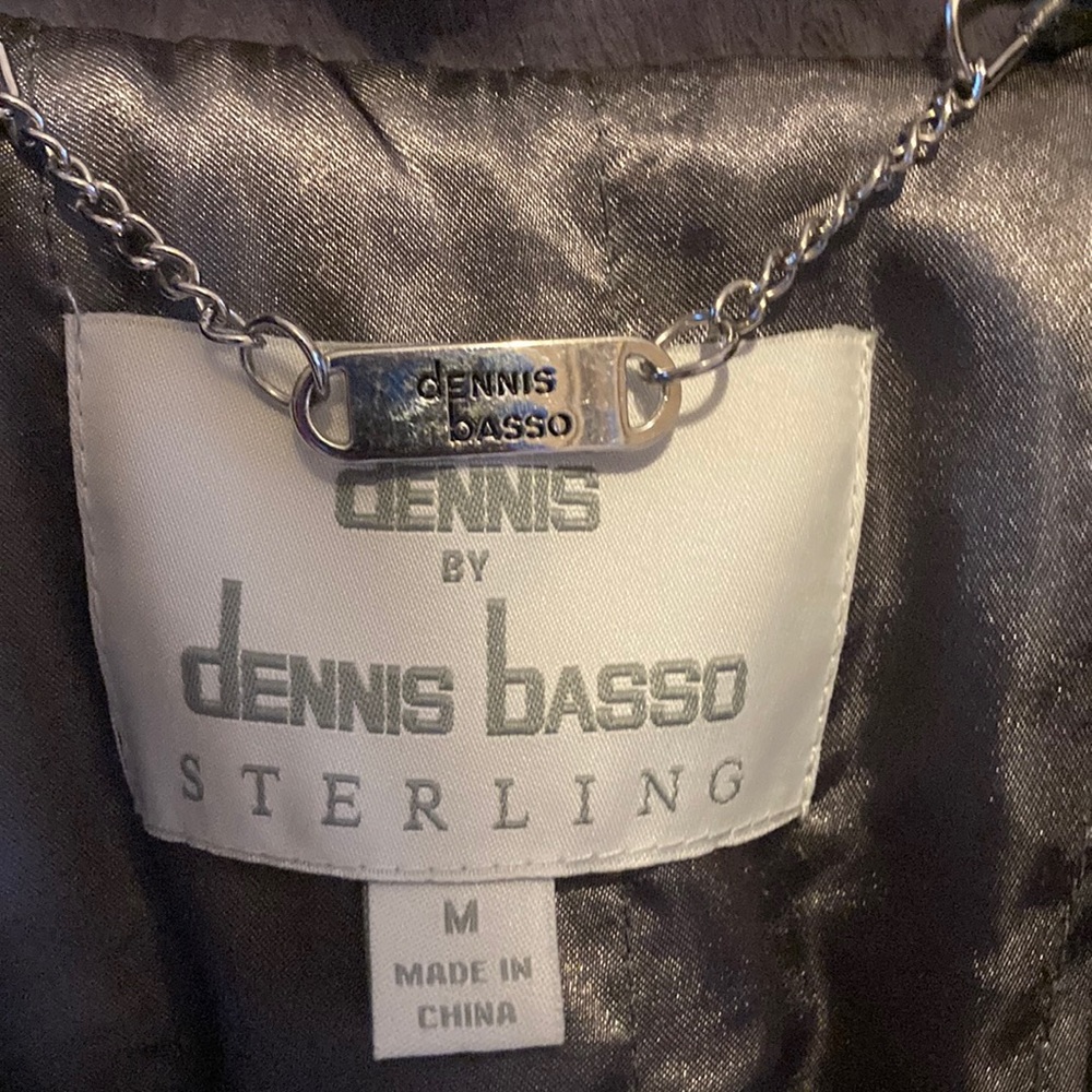 Dennis Basso faux fur and leather coat, Medium, grey, not worn,pockets, lined.